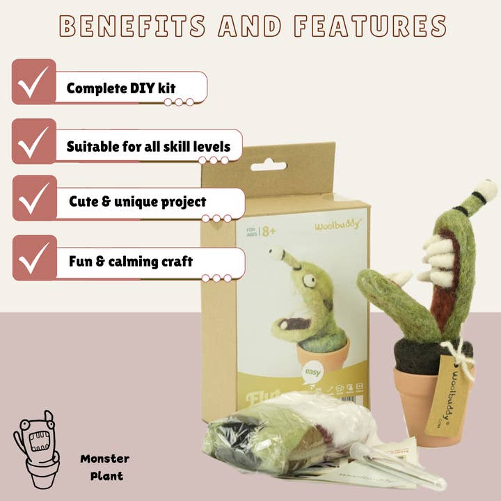 Woolbuddy - Wholesale DIY Craft Kit - Needle Felting Venus Flytrap Kit