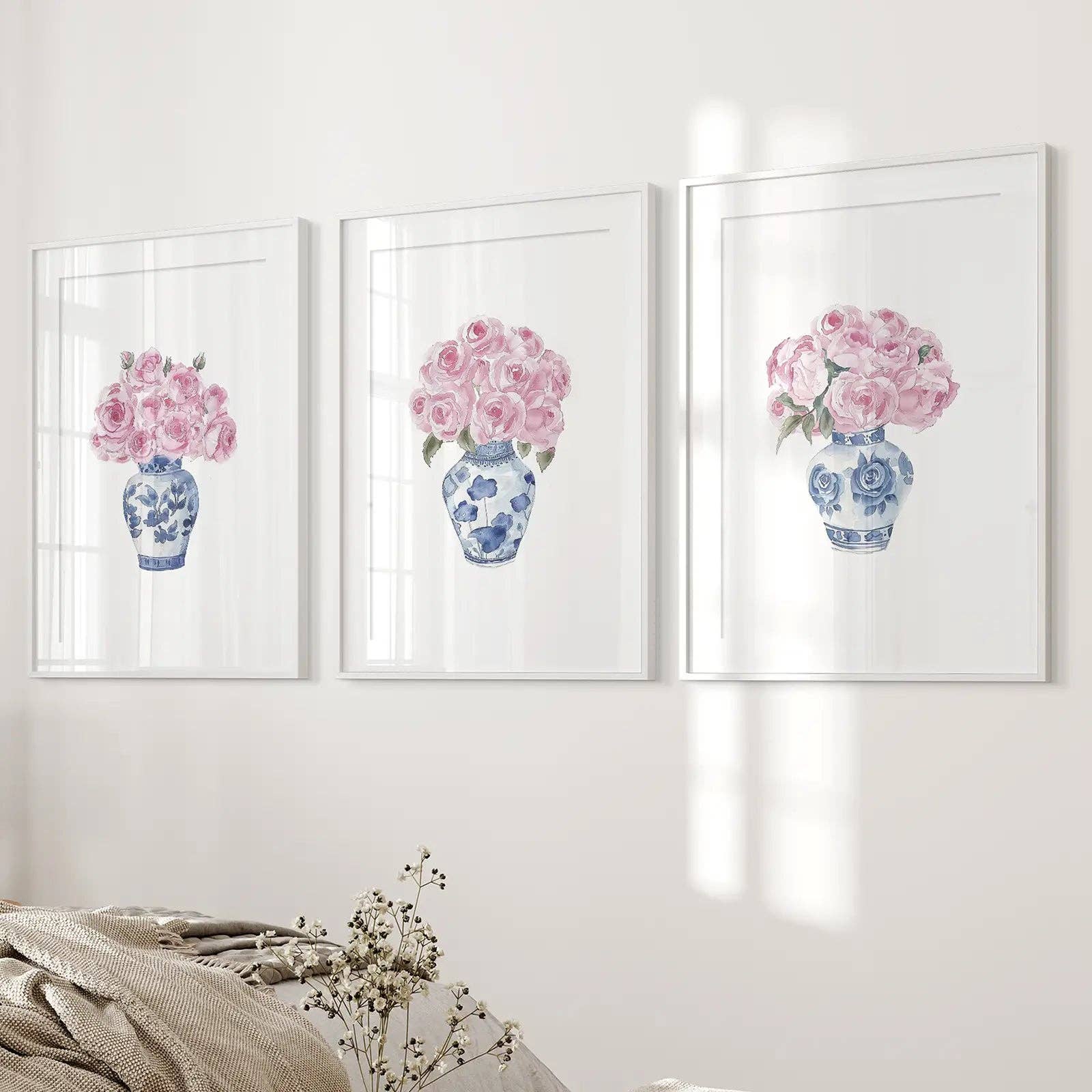 Art Lane - Wholesale Art Print - Blue Chinoiserie Watercolor Roses Art Print6