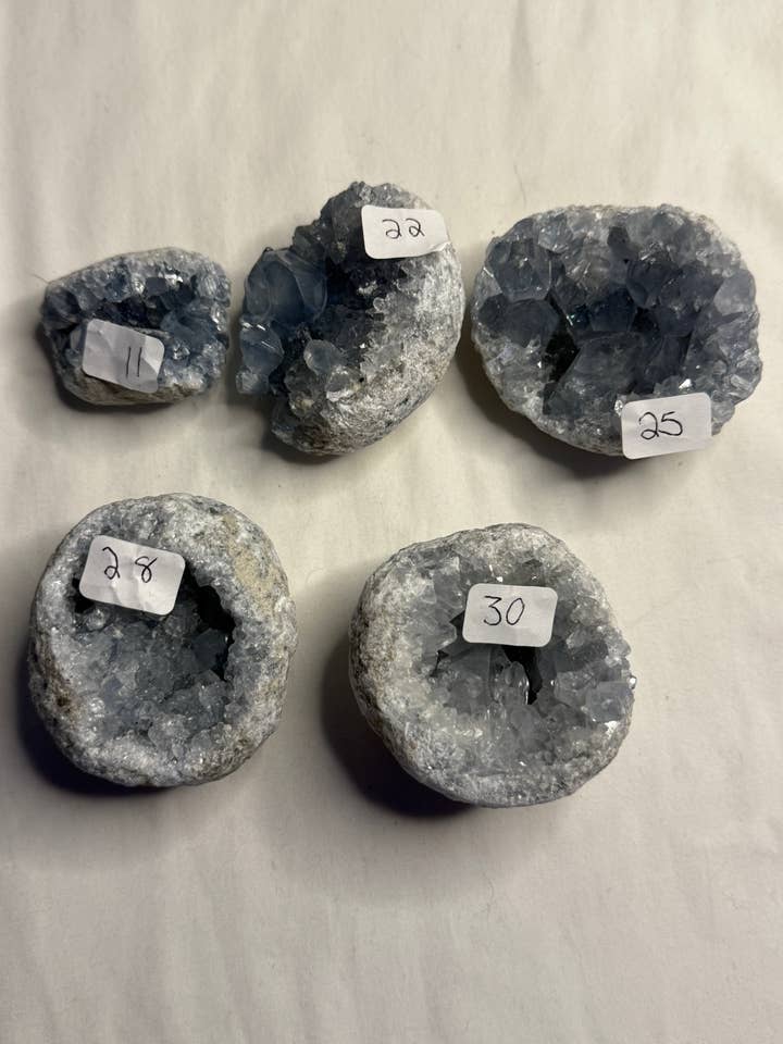 Celestite Clusters for wholesale by Chaotic Crystal Chick Co.
