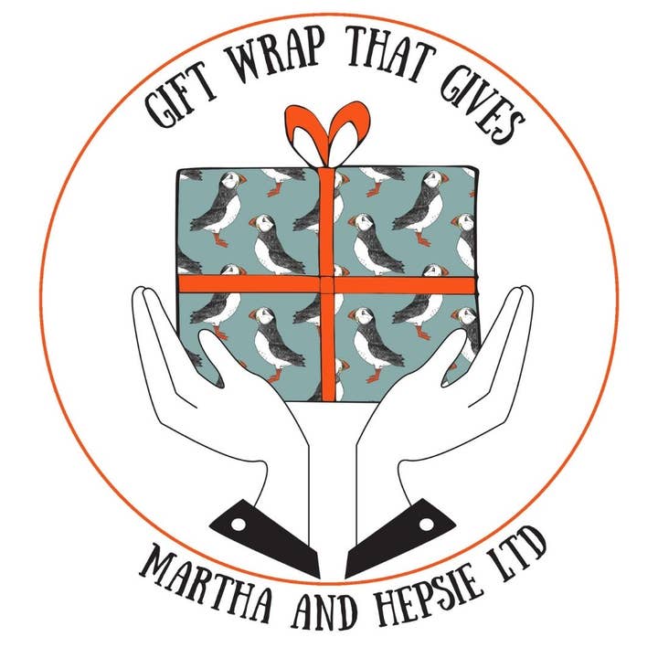 martha and hepsie ltd – papel de embrulho por atacado – Papel de embrulho reciclável Puffin - Embrulho de presente náutico4