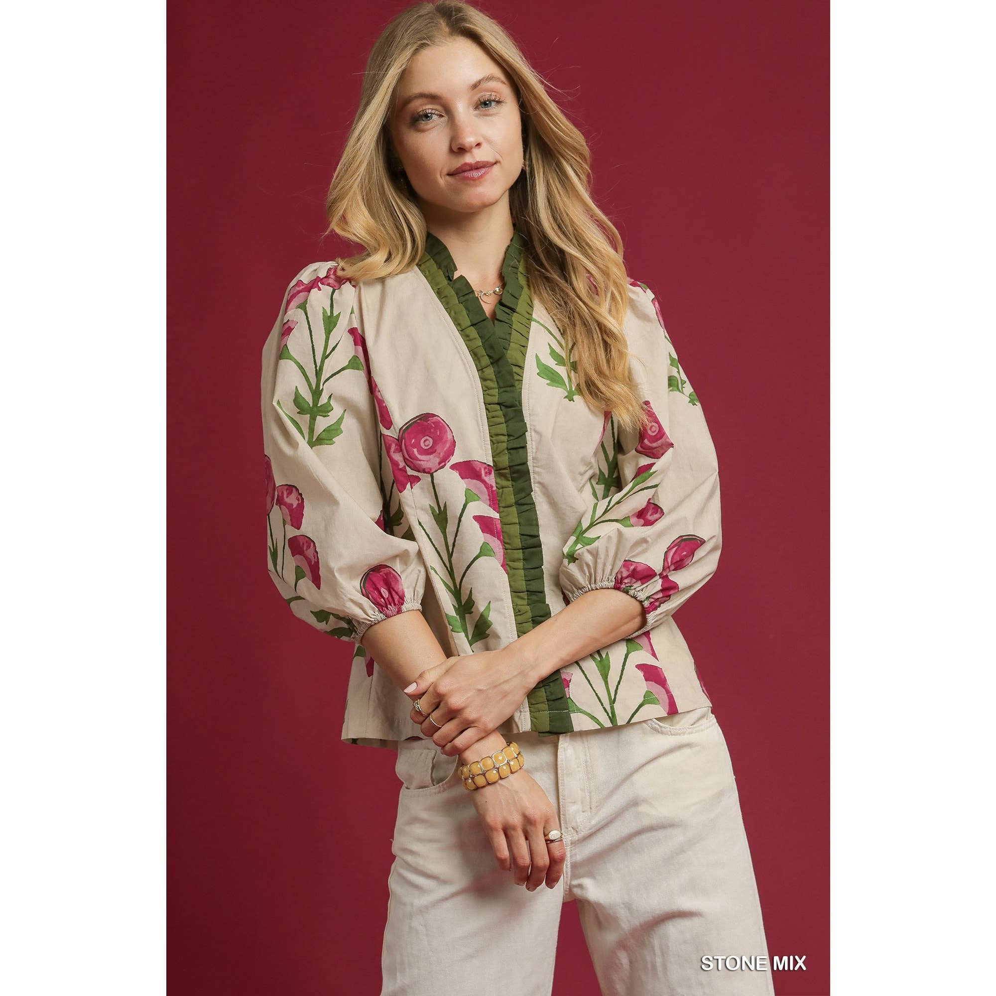 STYLE USA - Vente Tunique – femme - Haut à volants à imprimé floral4
