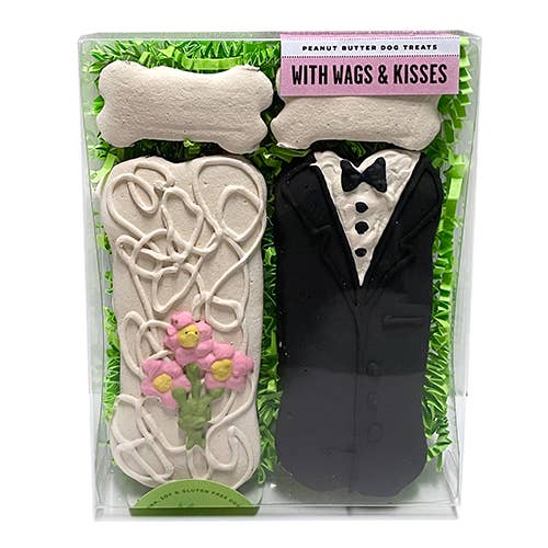 Bubba Rose Biscuit Co. - Wholesale Pet Treats - Dog - With Wags & Kisses Box - Bride & Groom