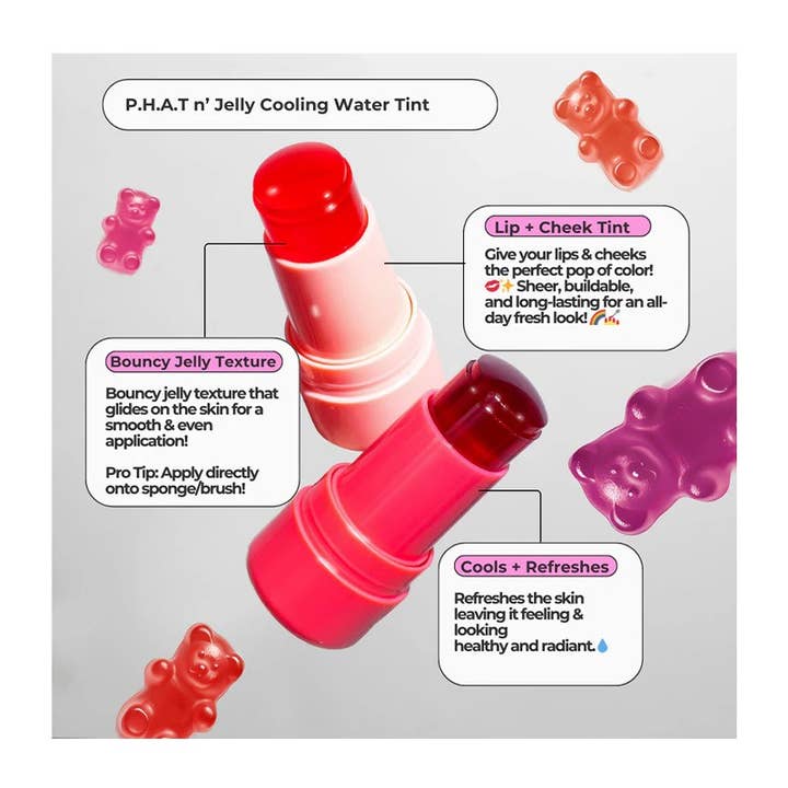 PINEAPPLE Beauty – wholesale Lip stain/dye/tint – Italia Deluxe 308CWT PHAT n Jelly Lip + Cheek Tint - 24 pcs