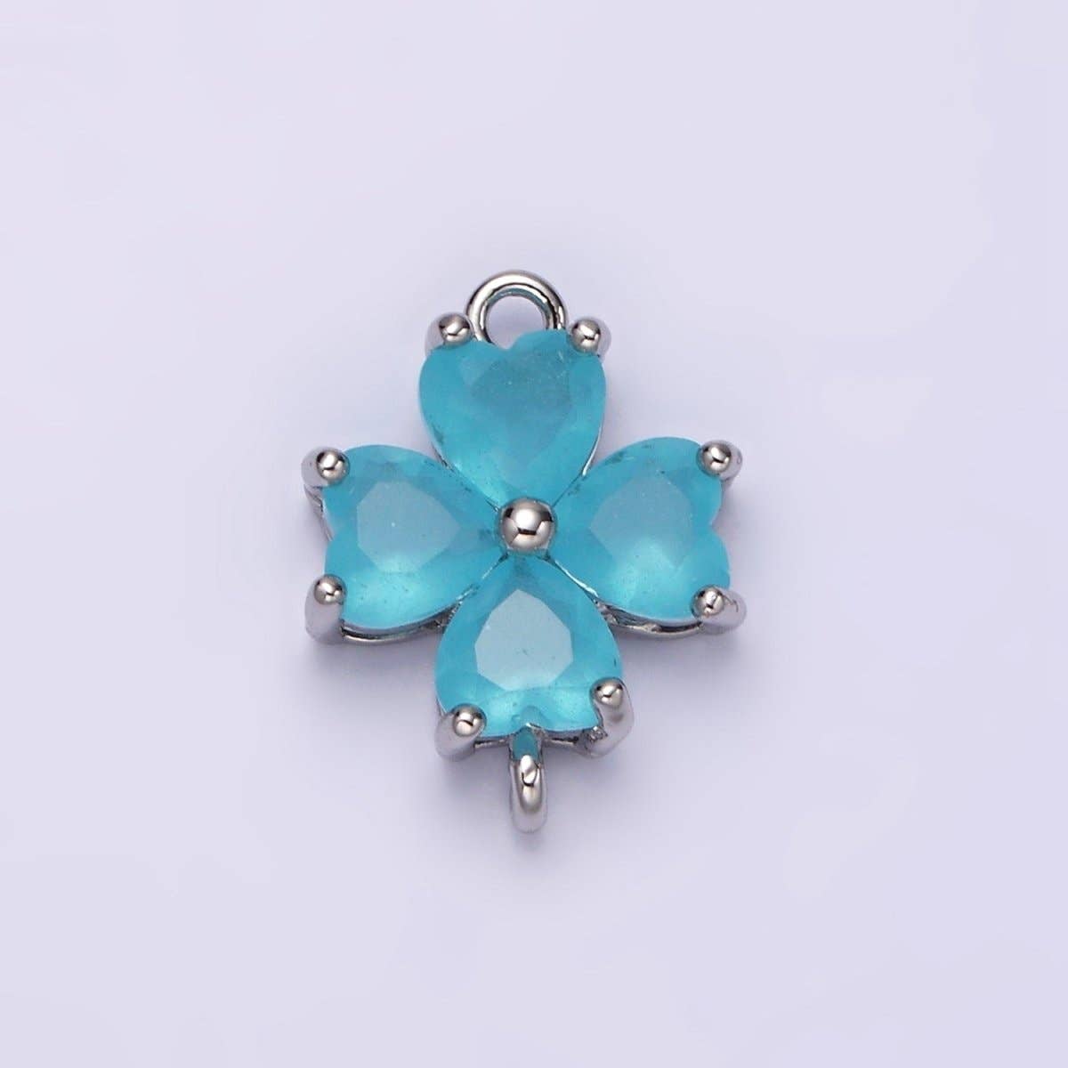 Aim Eternal - Venta al por mayor Abalorios/colgantes individuales - Conector de Flor de Pétalo de Corazón con Circonitas en Azul Bebé, Verde Azulado, Azul, Menta, Verde, Azul Oscuro, Fucsia Relleno de Oro de 14K en Oro y Plata | G-203 - G-2169