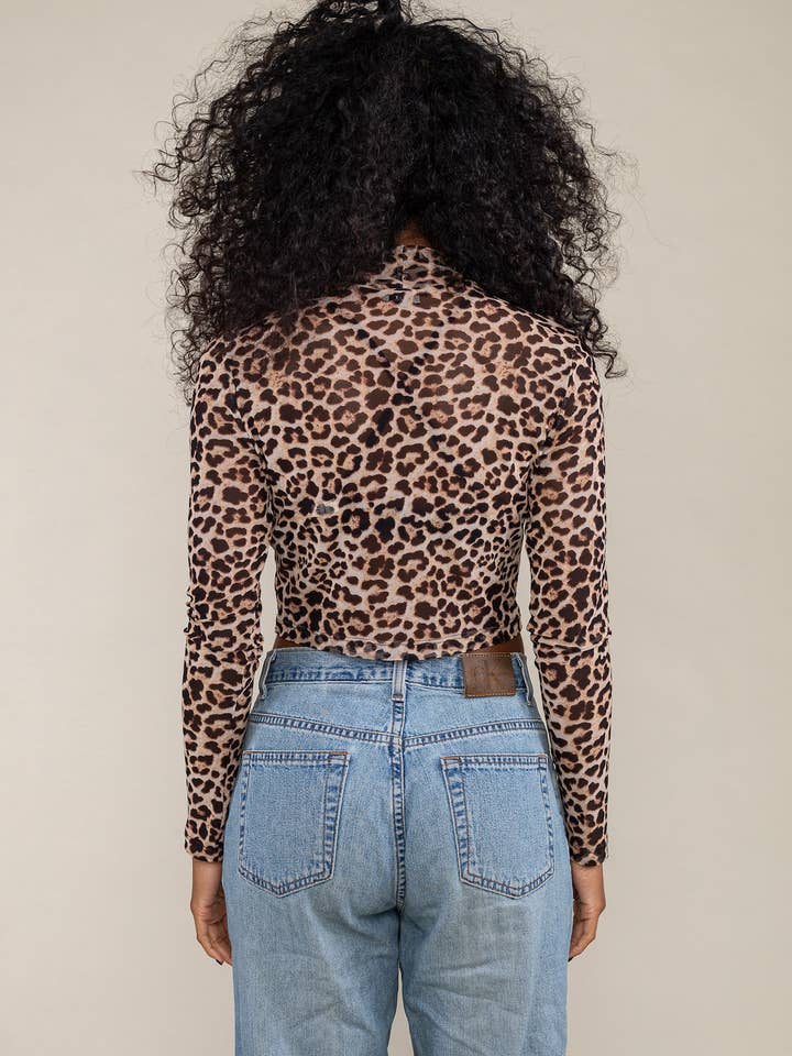 Ami Mesh Print Top | Cheetah Long Sleeve for wholesale on Faire