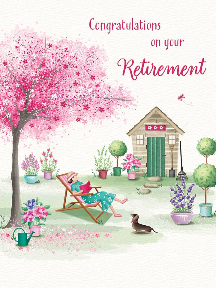 Retirement Card, Retirement F, Deckchair Lady for wholesale by Piccadilly Greetings