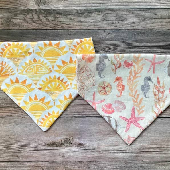 Sunset Coral - Pet Bandana | Reversible | Over the Collar for wholesale by Jean Claude Van Waffles