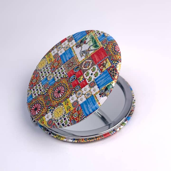 Sicilian Trinacria Compact Mirror for wholesale by Oriana Lamarca Designs