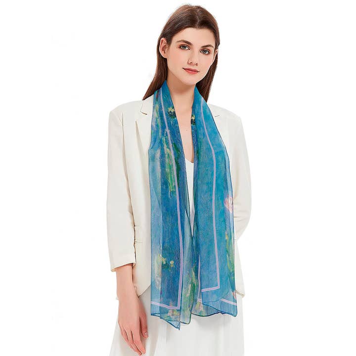 RainCaper – wholesale Scarf – Women's – Sheer Scarf - Monet Water Lilies