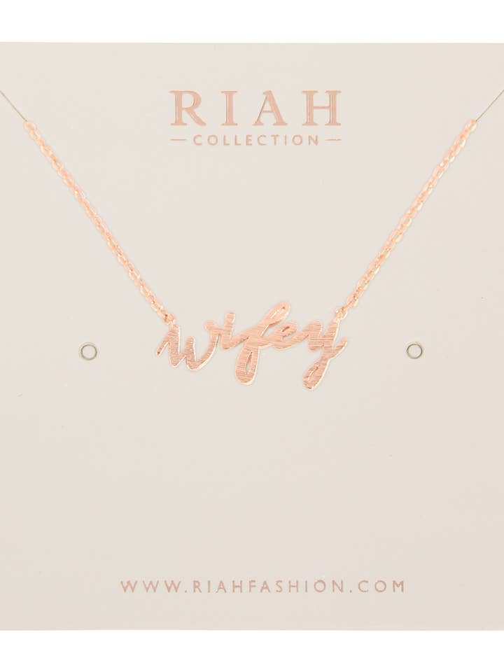 Wifey Cast Pendant Necklace for wholesale by MYS Wholesale Inc