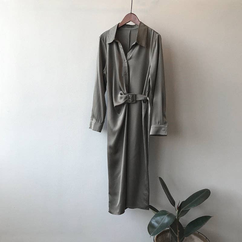 lilyandlaceboutique - Wholesale Jurk - Dames - Koreaanse satijnen overhemdjurk1