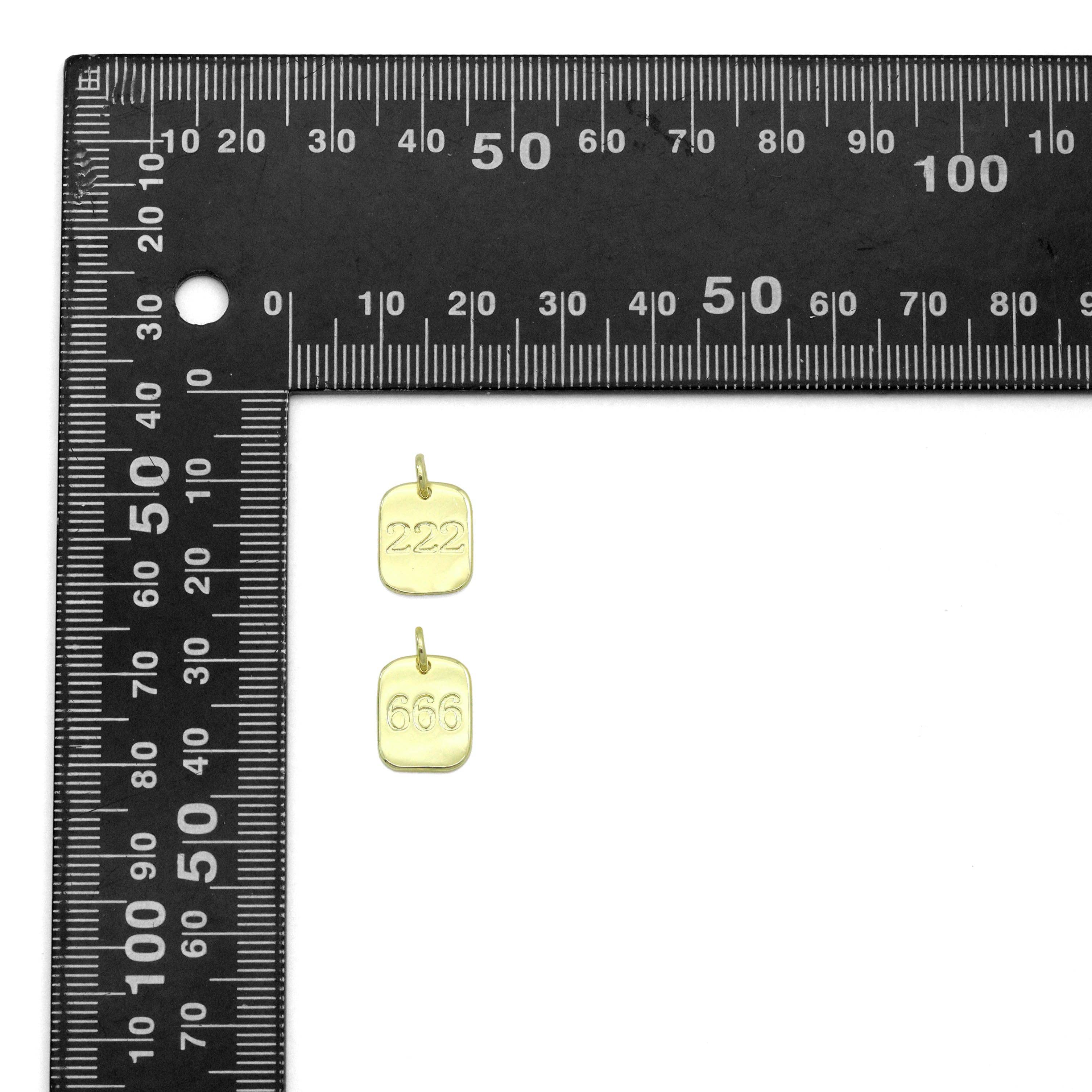 BestBeads&Beyond - Wholesale Individual Charm/Pendant - Gold Angel Number Rectangle Charms/Pendants, Sku#LX9311