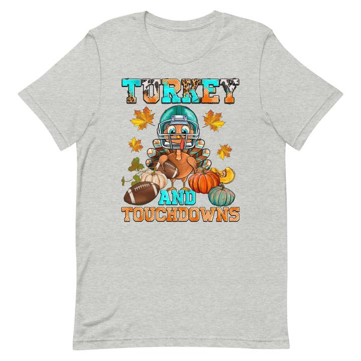 Turkey and Touchdowns Unisex t-shirt for wholesale by SUNFLOWER DREAMS BOUTIQUE