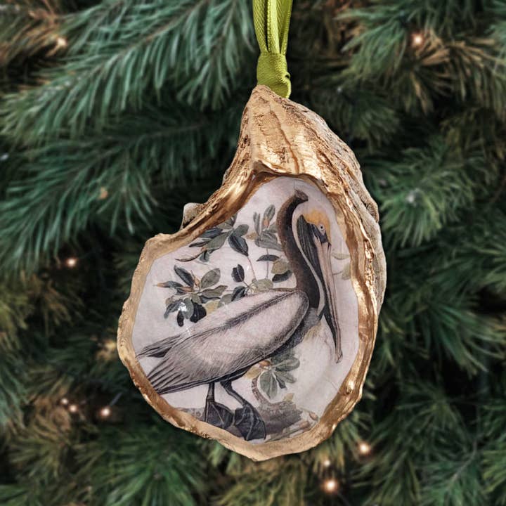 Beatrixbell Handcrafted - Wholesale Ornament - Pelican Ornament • Oyster Shell1