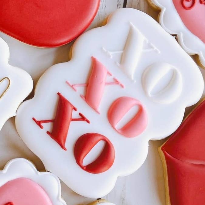 XO printed sugar cookie for wholesale by Wildflour Bakery