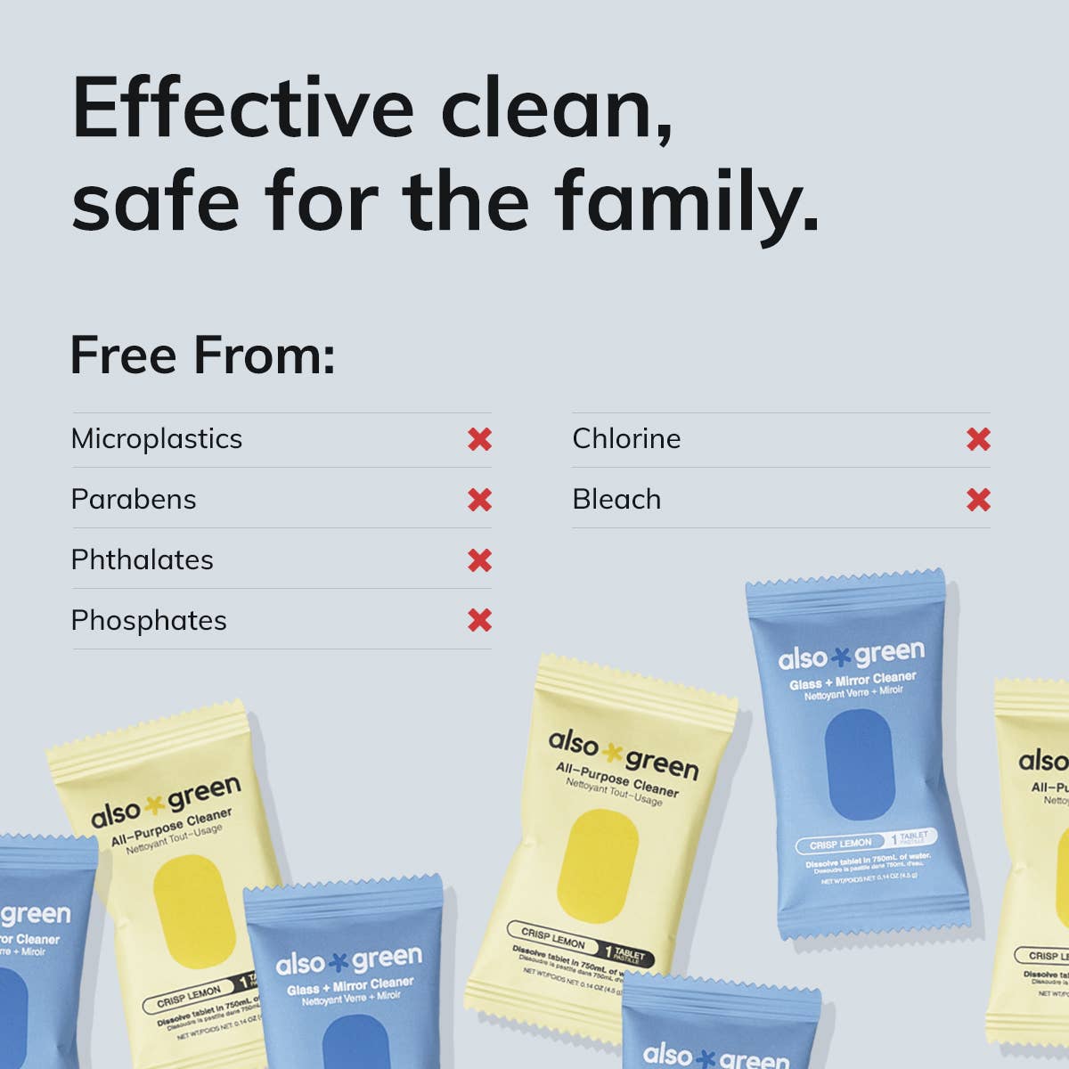 Also Green - Wholesale Glass Cleaner - Glass + Mirror Cleaner Tablet Refills4