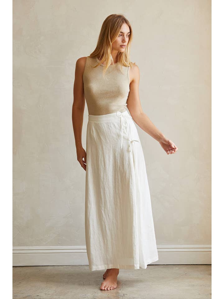 WHITE CS9453 - Wionna Wrap Maxi Skirt for wholesale on Faire