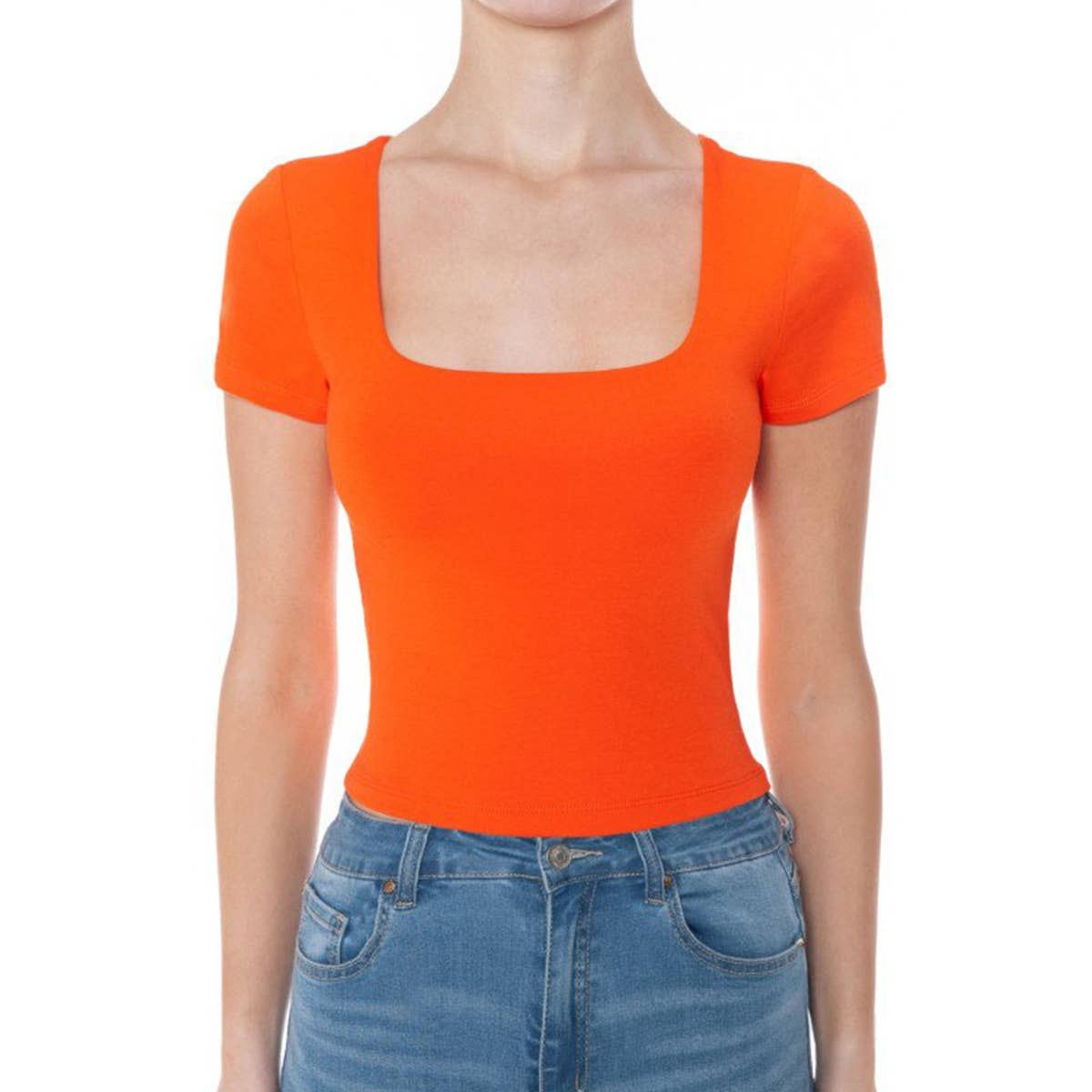 UP CLOTHING - Wholesale Shirt - Women's - SQUARE NECK SHORT SLEEVE TOP DOUBLE LAYERED7