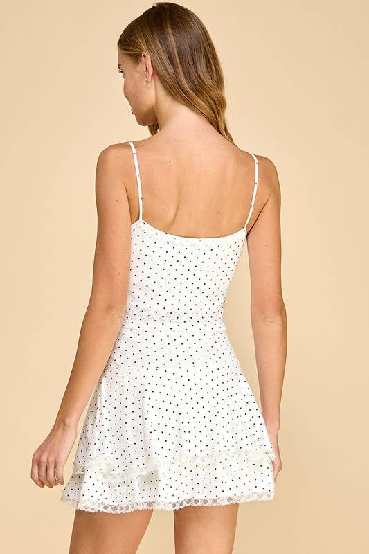 White CT9199-Motion Pointelle Polka Dot Lace Trim Tank Top for wholesale on Faire3