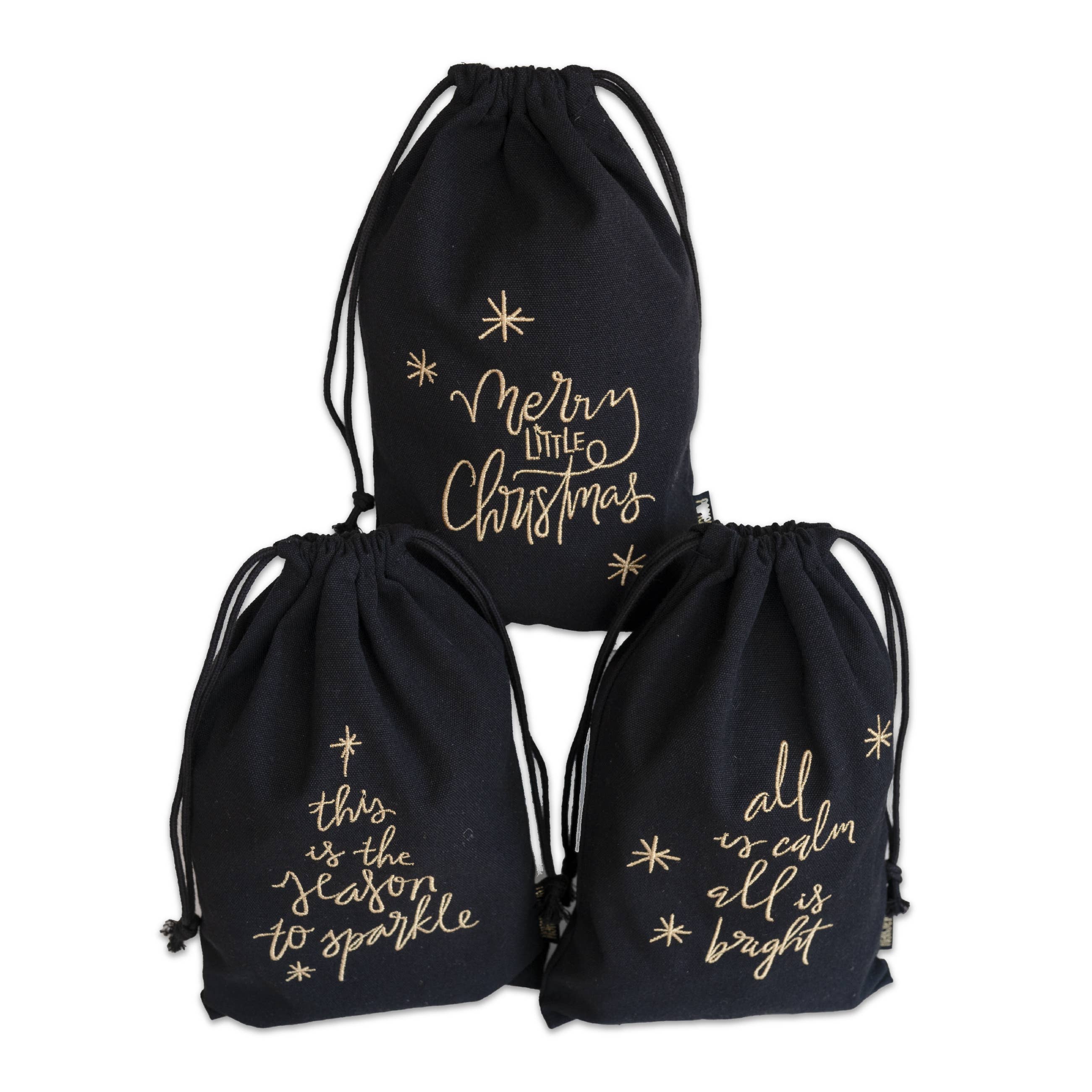 Papierdrachen - Vente Décoration de Noël - 3 sacs-cadeaux en or noir - Set 260