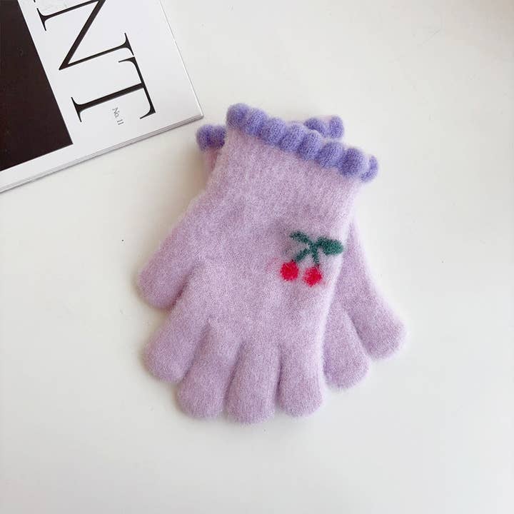 Little Trendy - Wholesale Gloves - Women's - Sweet Cherry Warm Gloves Five-Finger Gloves2