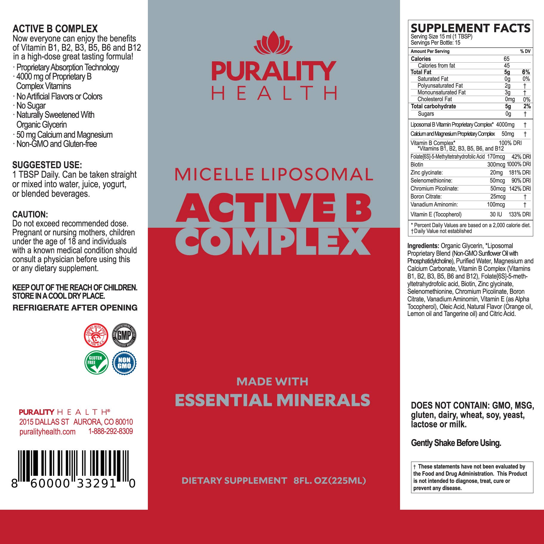 Purality Health - Wholesale Oral Supplement/Vitamin - Liposomal Active B-Complex2