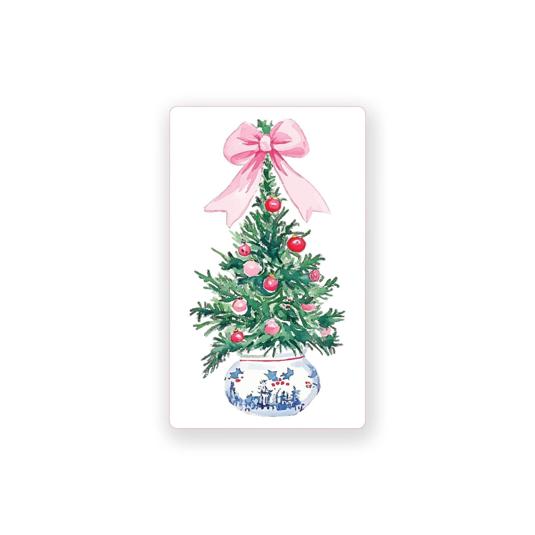 White Vinyl Sticker-Blush & Baubles - A Grand Millennial Christmas Tree for wholesale on Faire