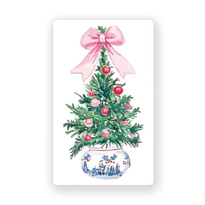 White Vinyl Sticker-Blush & Baubles - A Grand Millennial Christmas Tree for wholesale on Faire0