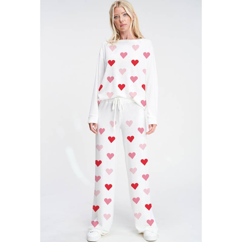 Lemon Tree - Wholesale Lounge Set - Women's - Heart all over sleep lounge wear set