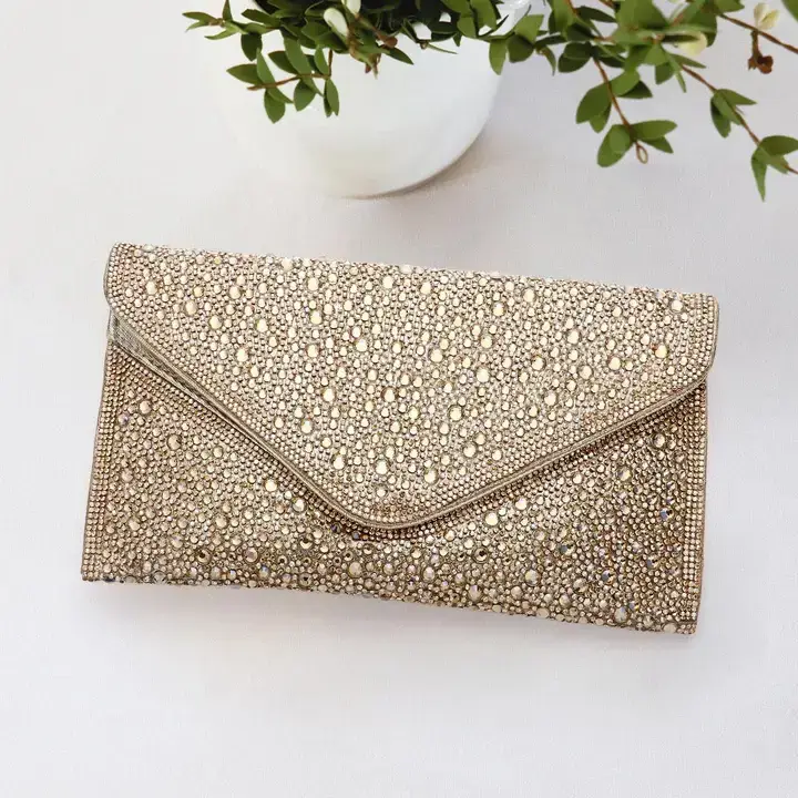 Sensibling Corp. - Wholesale Clutch Bag - Women's - Bling Studded Envelop Evening Clutch Bag / Crossbody Bag2