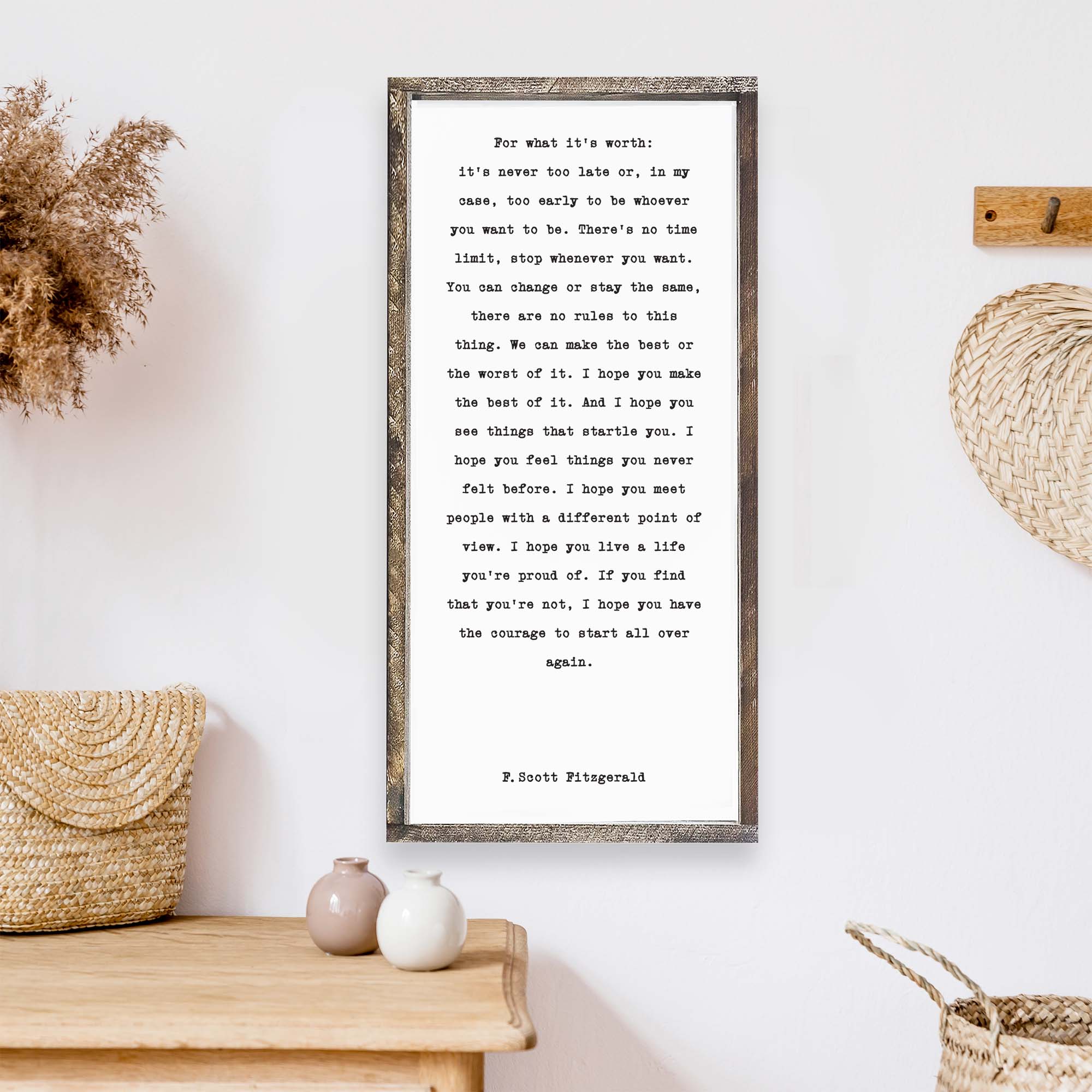 Hoekstra Decor - Vente Pancarte - Panneau en bois For What It's Worth F. Scott Fitzgerald0