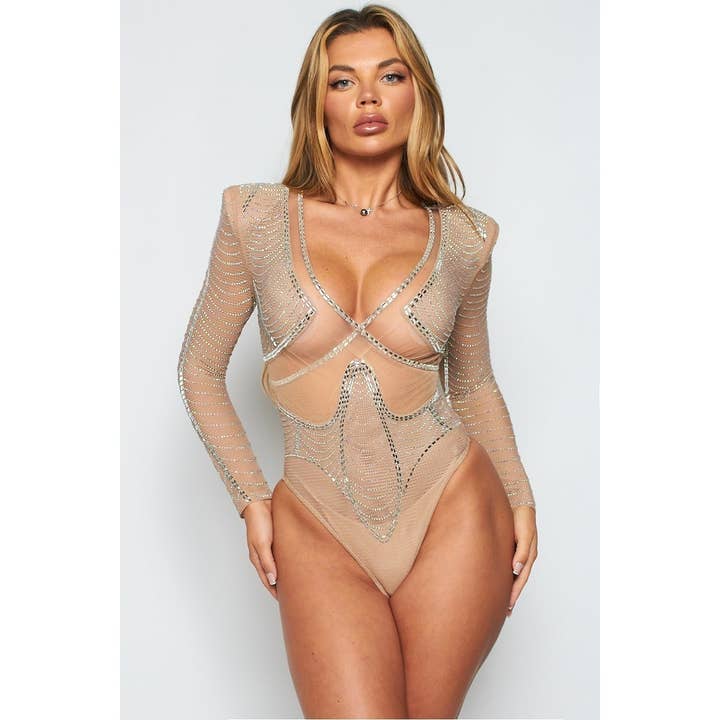 omgstyles - Venta al por mayor Body - Mujer - BODY DE REJILLA CON STRASS