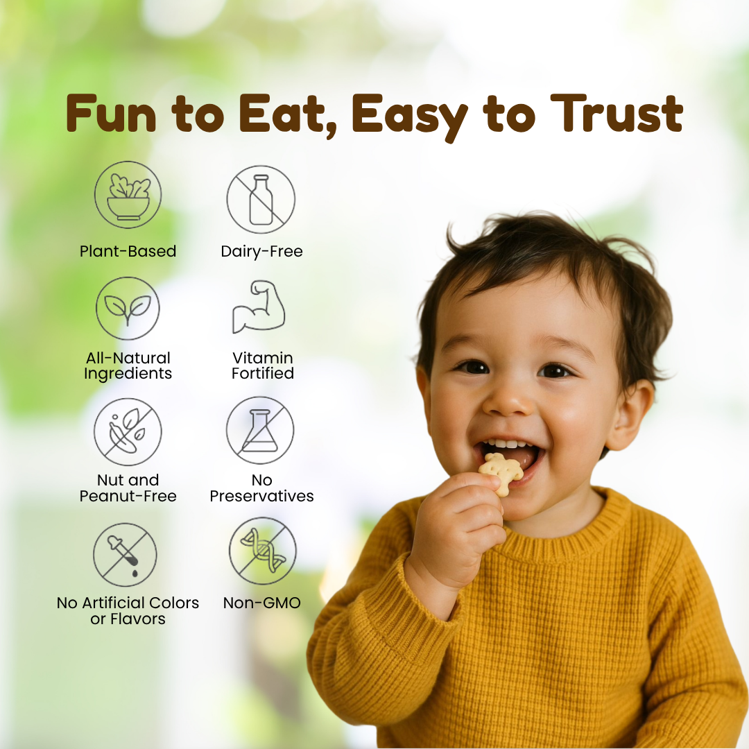 Happy Snacks - Wholesale Crackers - Plant Based Fortified Chocolate Animal Crackers Bag1