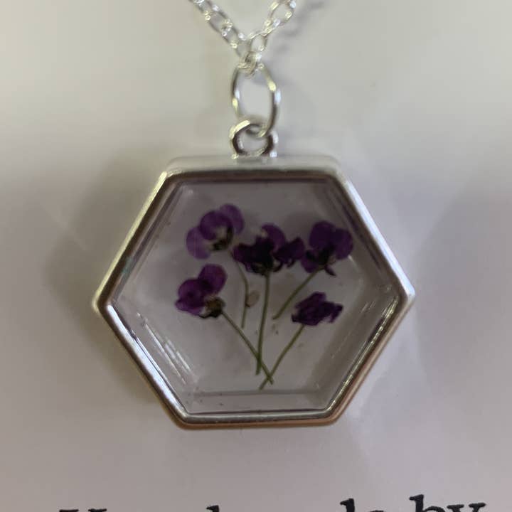 Silver Resin Purple Fields Necklace for wholesale by Charlmaysllc