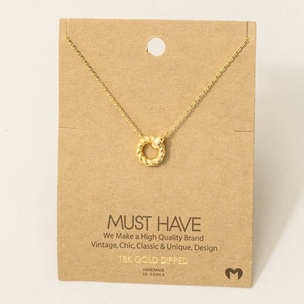 Fame Accessories - Vente Colliers à pendentif - Collier à pendentif en forme de cerceau torsadé trempé en or5