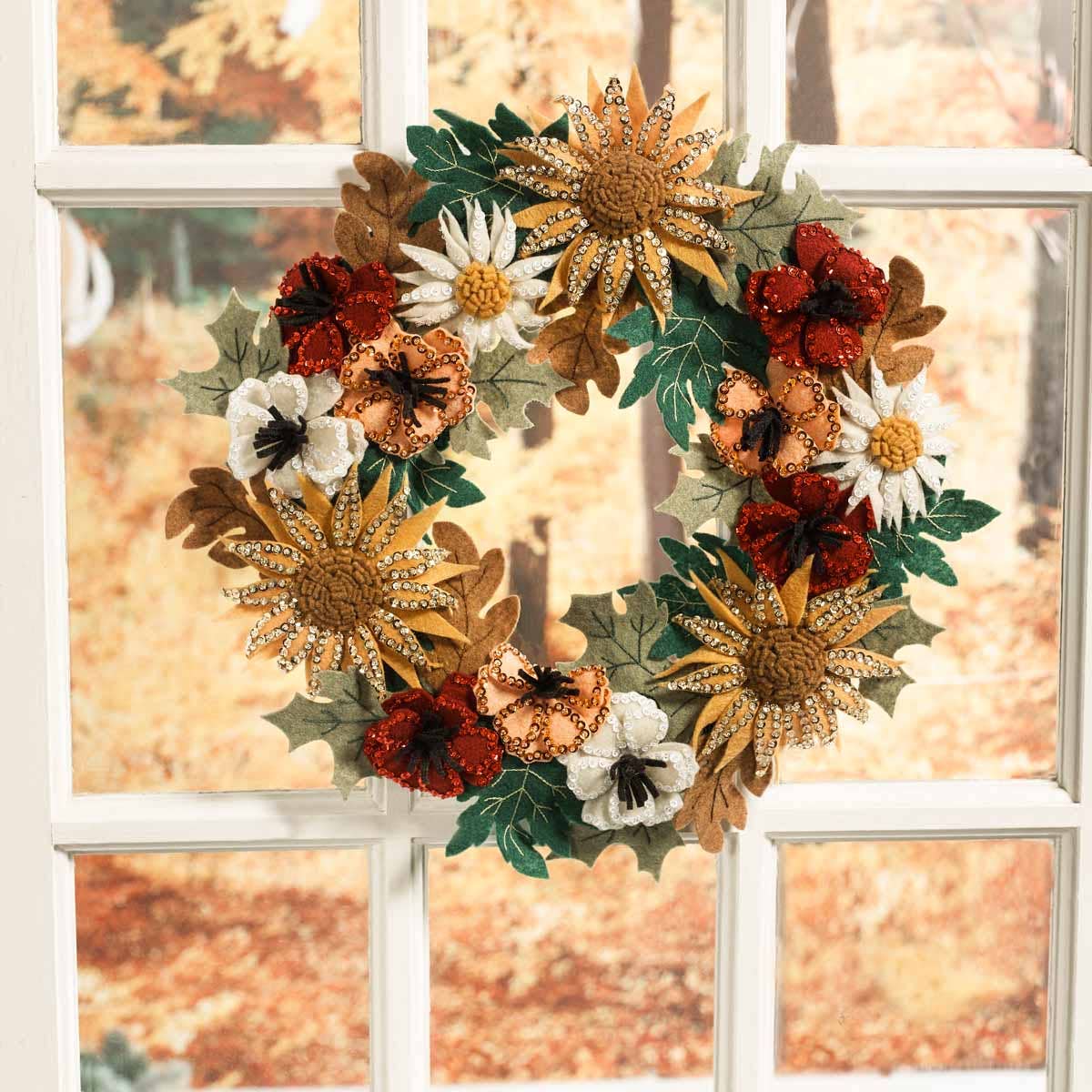 Plaid Crafts - Wholesale DIY Craft Kit - Bucilla ® Seasonal Felt Home Decor - Floral Fall Wreath4