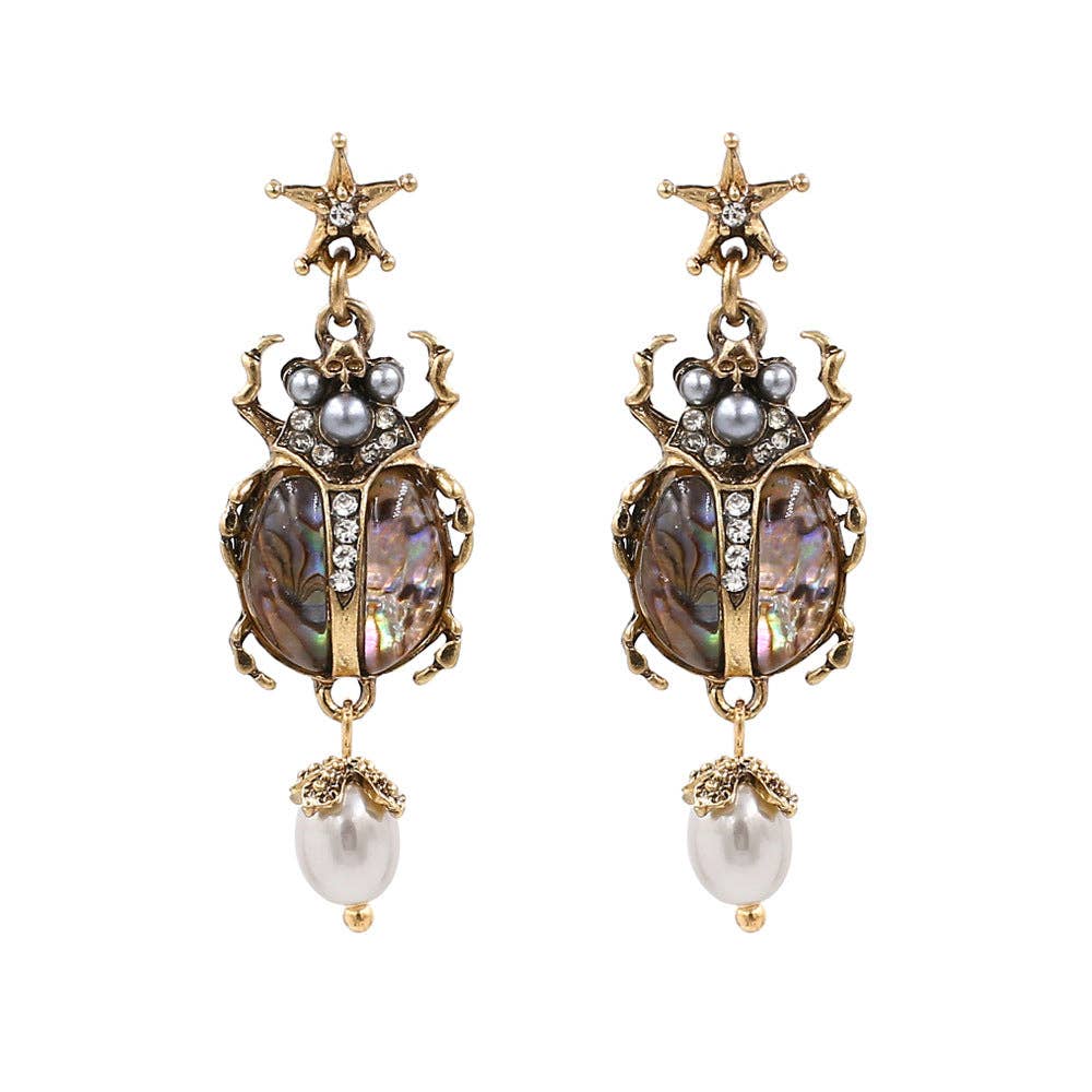 Vintage Insect Pearl Pendant Earrings for wholesale on Faire3