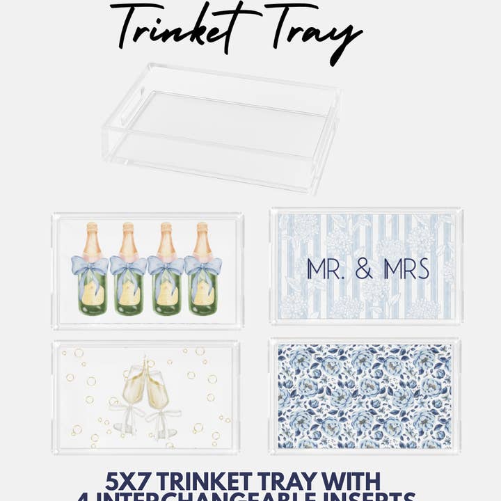 Something Blue Acrylic Trinket Tray with 4 Interchangeable Inserts – 5x7 for wholesale by Thomas and Lee Company
