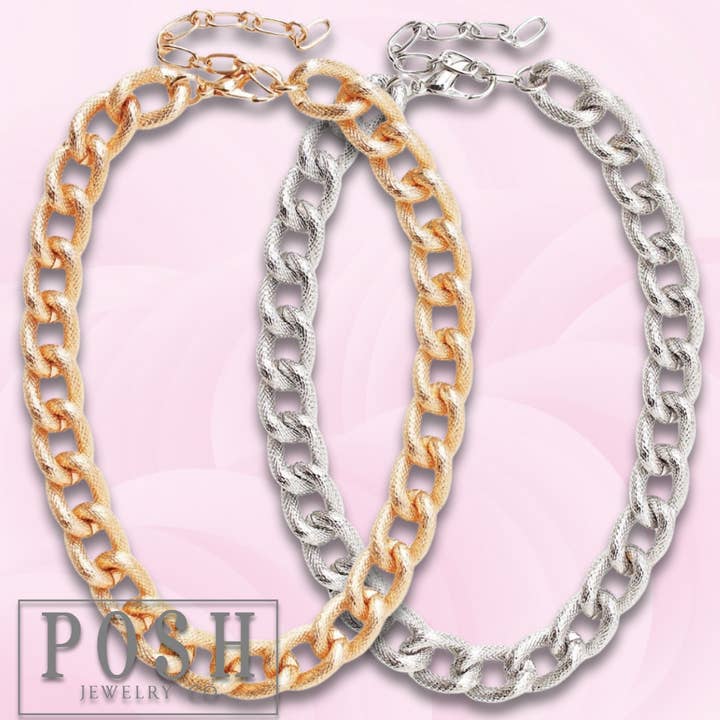 Pink Panache Brands - Wholesale Link & Chain Necklace - Chunky textured chain necklace
