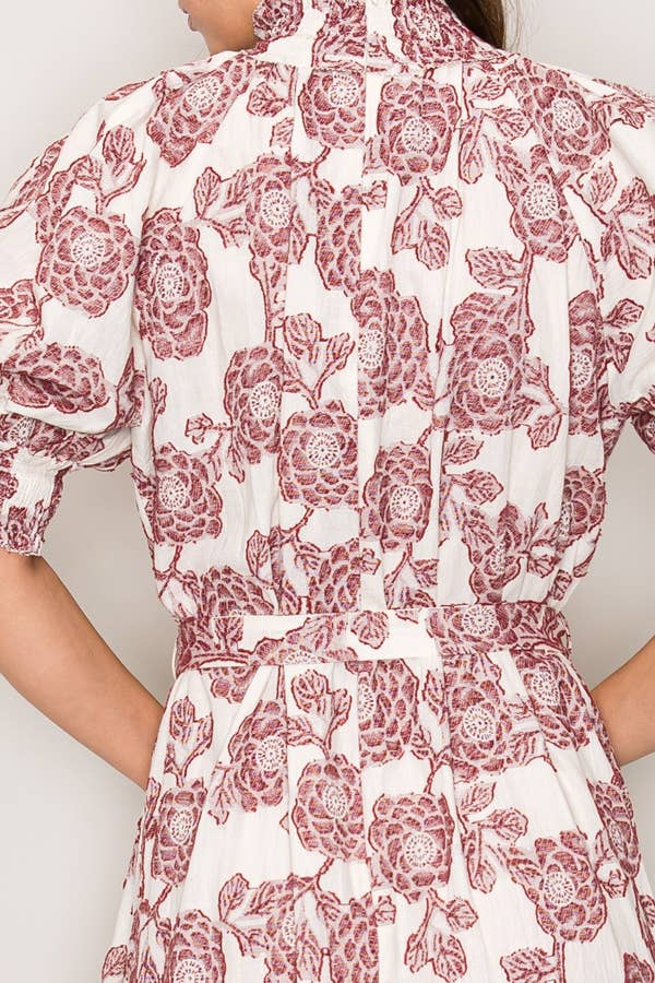 Curds and Whey – Großhandel Kleid – Damen – C7114 MAXIKLEID MIT PUFFÄRMELMUSTER11