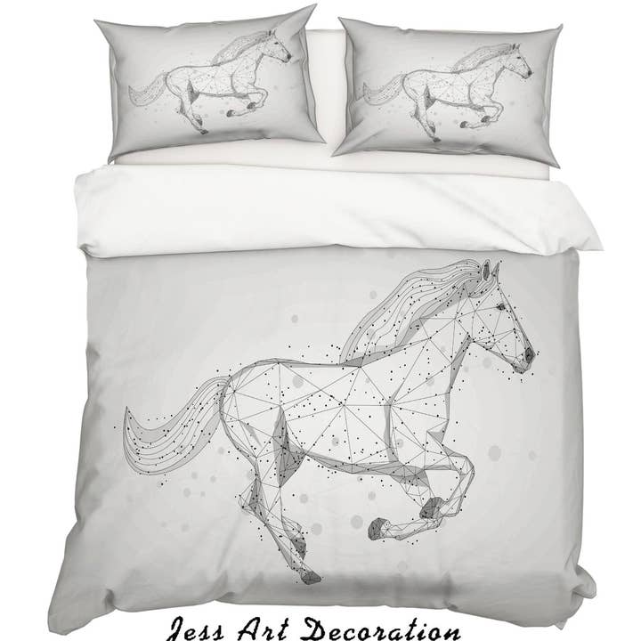 Jess Art Decoration - Wholesale Bedding set - 3D White Horse Quilt Cover Set Bedding Set Pillowcases SF431