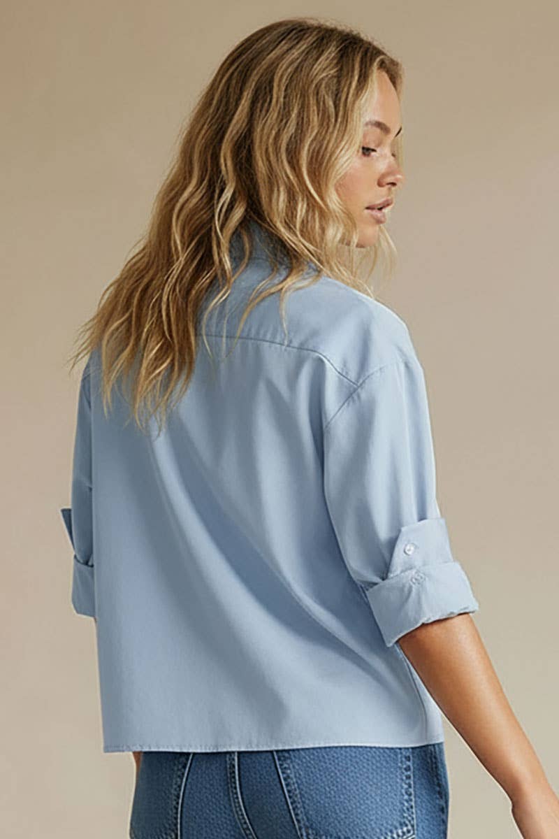 Naked Zebra - Wholesale Blouse - Women's - Rolled Sleeve Button Up Blouse14