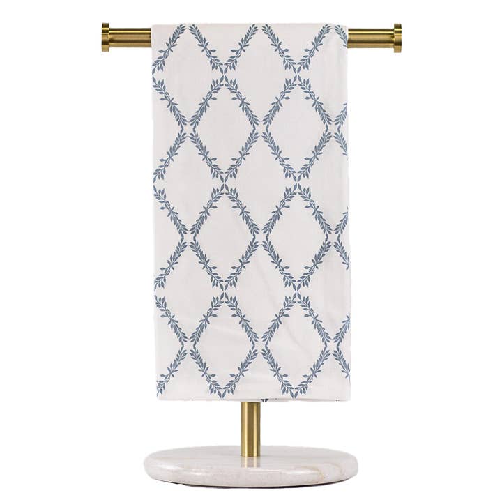 Grand Lattice Hand Towel White/Mirage 20x28 for wholesale by The Royal Standard