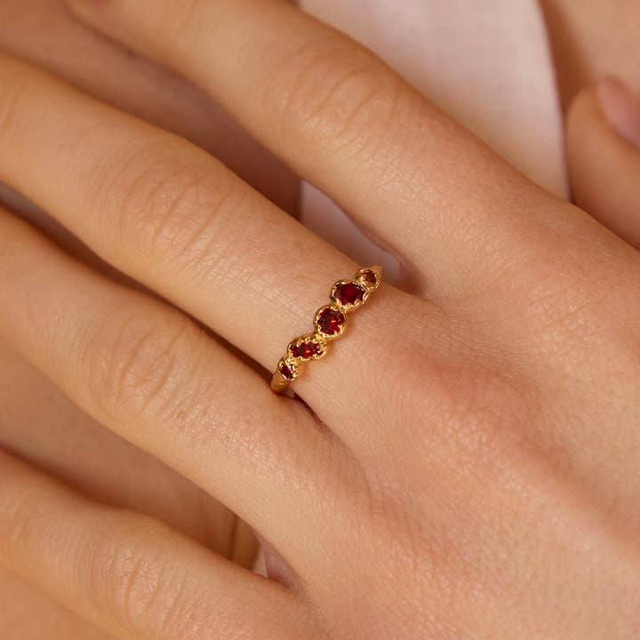 Agapée Jewelry - Wholesale Multi-Stone Ring - Koré Red Ring | Jewelry Gold Gift Waterproof1