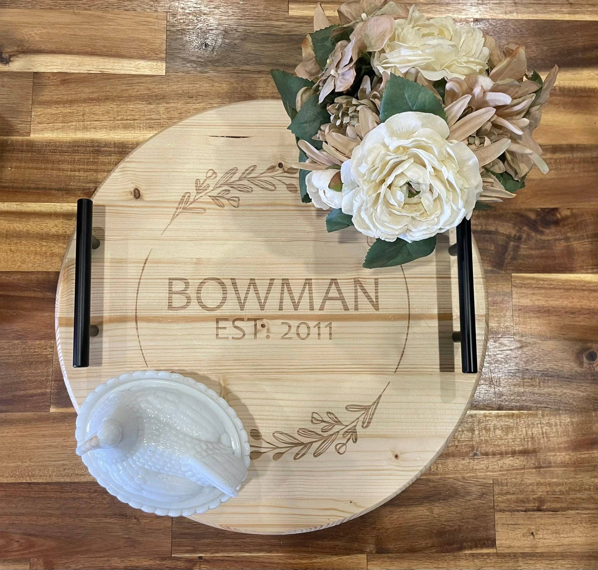 Oak And Iron Engraving - Wholesale Serving Tray - Personalized Serving Tray with Handles
