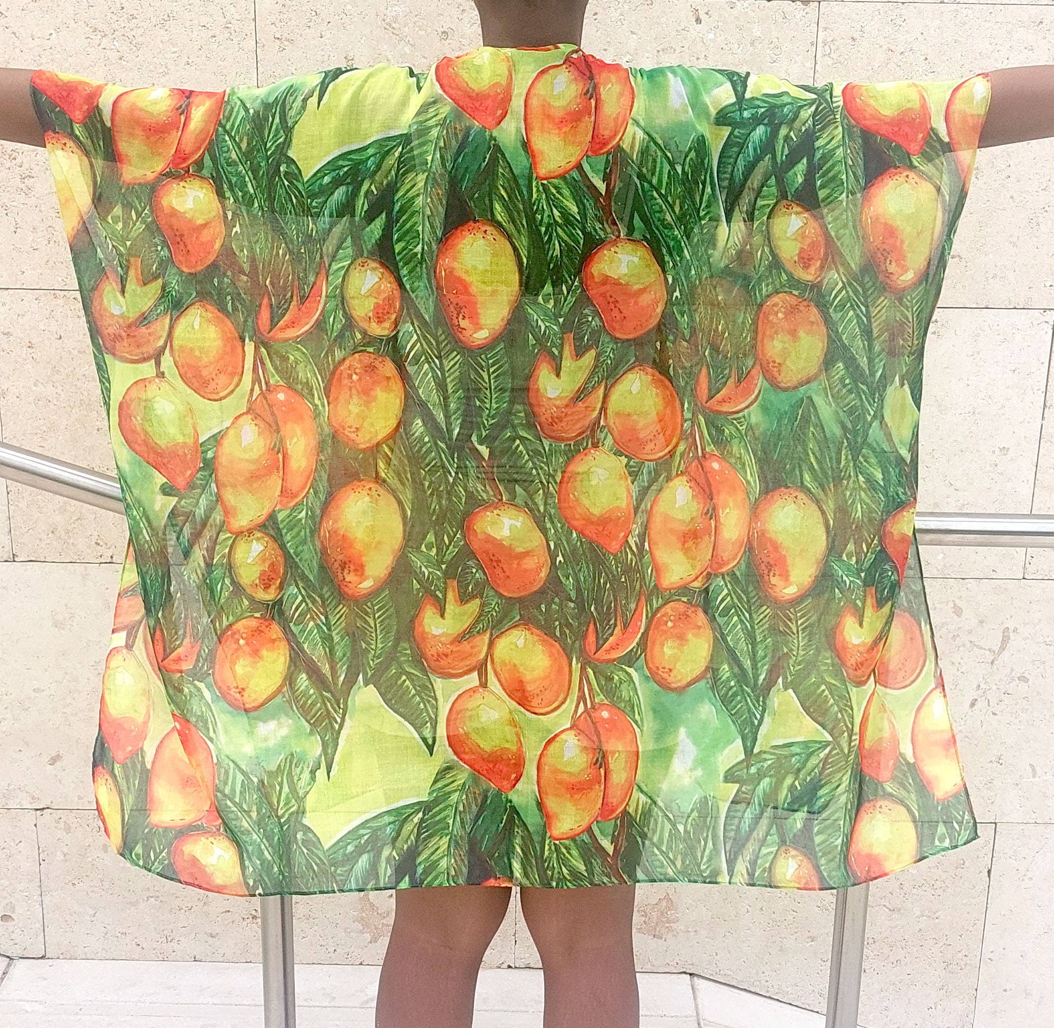 Ebonaiti - Wholesale Swim Cover Up - Women's - Kaftan Kimono Beach Cover Mango Island tropical watercolor2