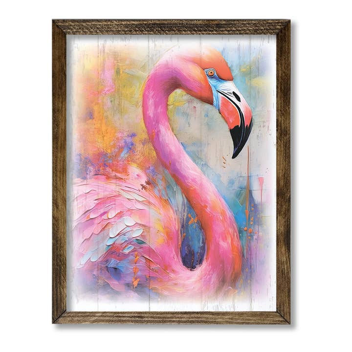 Jarmz Designs – wholesale Art print – TIMBERLAND FRAME WATERCOLOR FLAMINGO