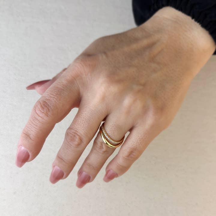 GoldFi - Wholesale Band/Stacked Ring - 18k Gold Filled Stackable Wave Ring4