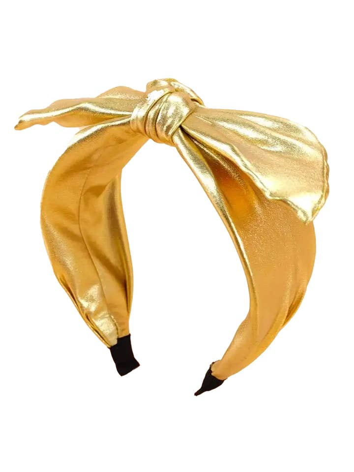 Gold Metallic Bow Headband for wholesale by Maggie G