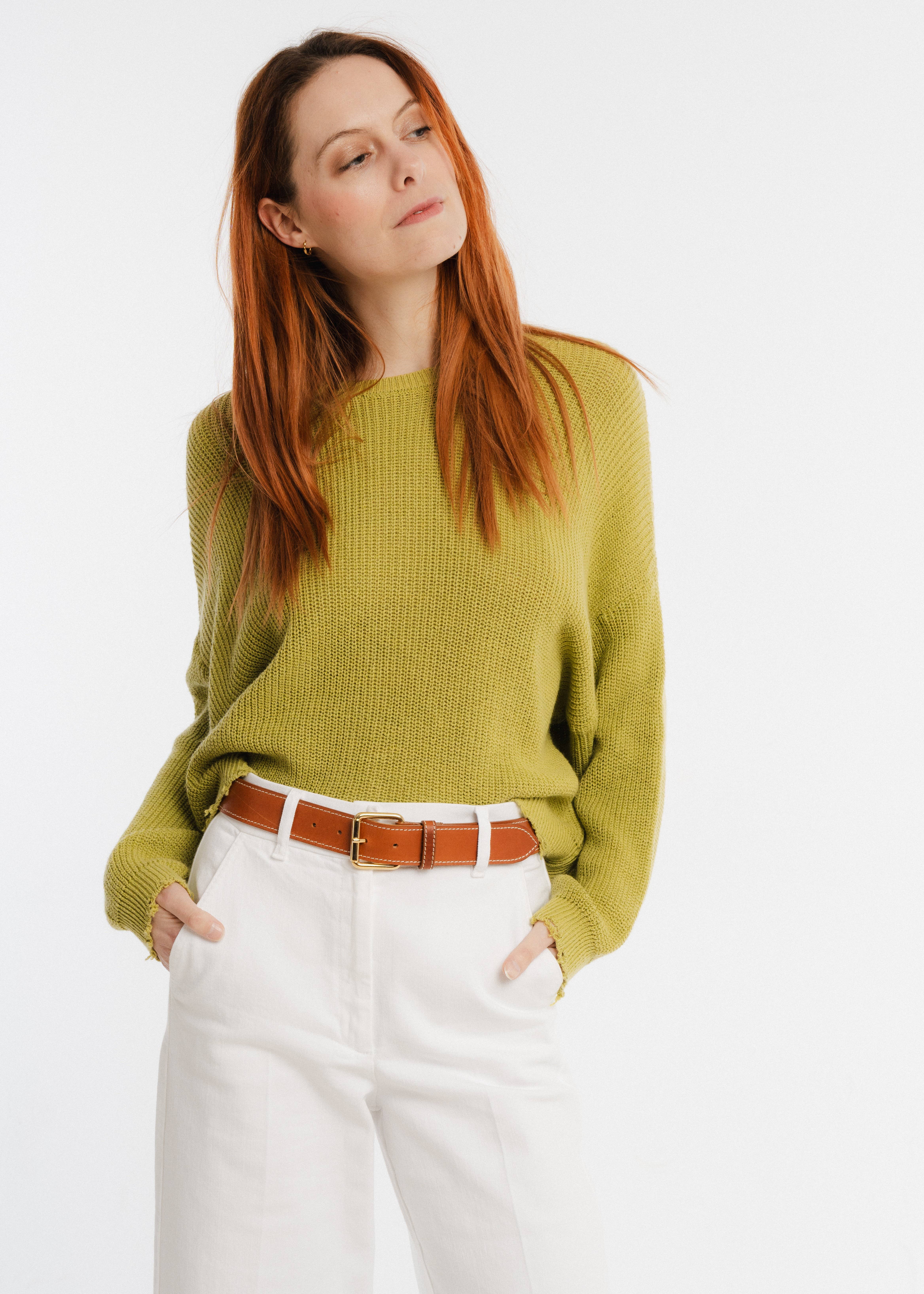 JULIA PARIS – wholesale Pullovertröja - Dam – Långärmad bomullströja med små fransar2